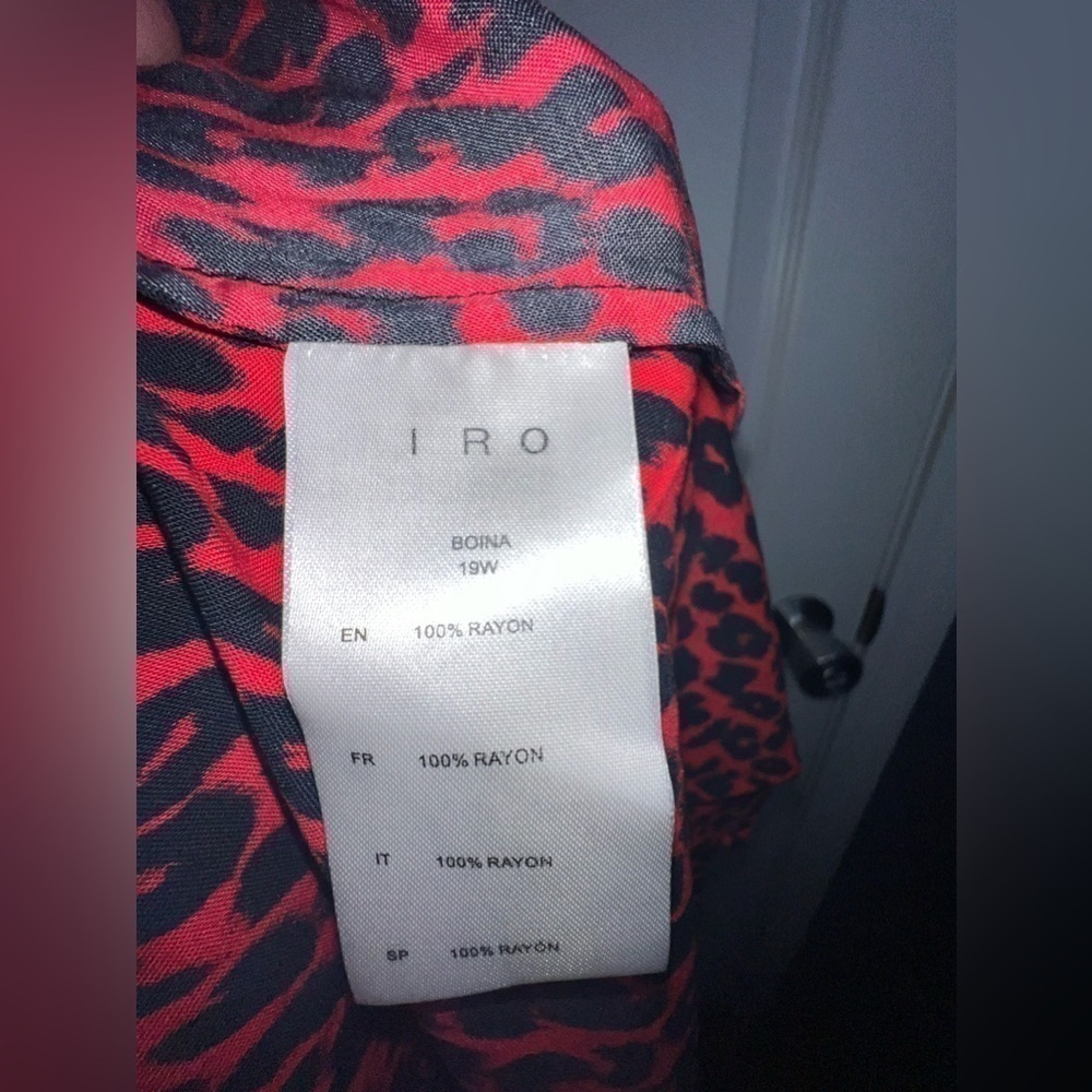 NWT IRO Women’s FR 40 L Red Animal Print Boina Wrap Mini Dress US 8 Long Sleeve - Picture 13 of 16